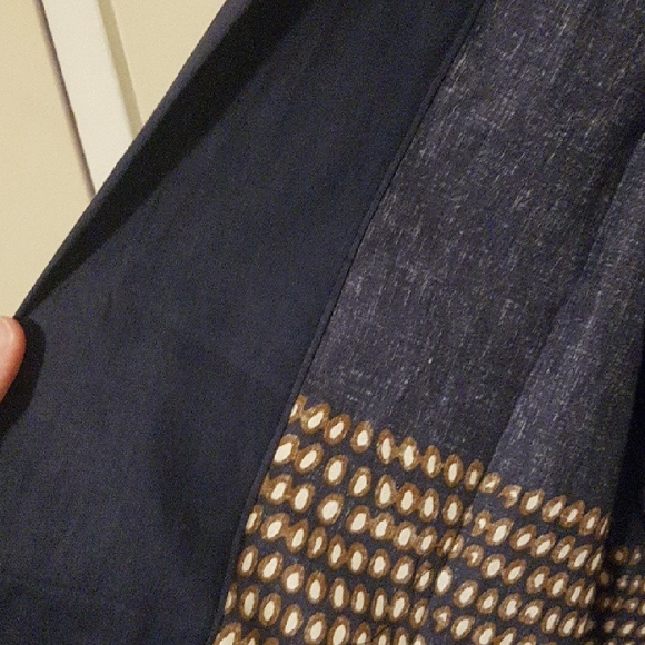 One-of-a-Kind Indigo blue & ivory print Patchwork Kimono | Blue Gingham Trim - Picture 11 of 12